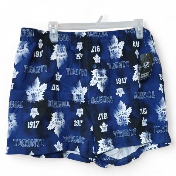 NWT Toronto Maple Leafs Officially Licensed NHL Cotton Boxer Shorts Mens L - Picture 1 of 11